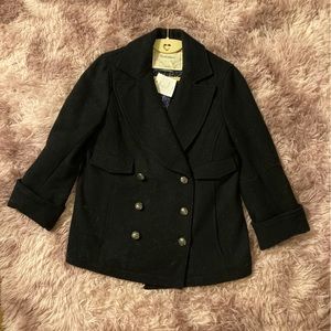 NWT Women’s Anthropologie Cartonierre Double Breasted Navy Wool Peacoat Size 2